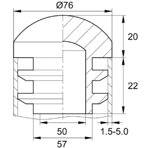 Заглушка круглая для труб Ø76 мм, полусферическая, черная