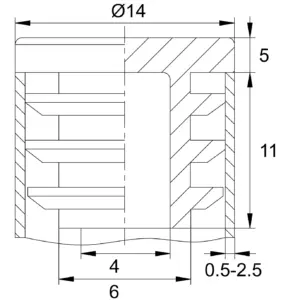 Заглушка пластиковая круглая Ø14 мм, внутренняя, черная