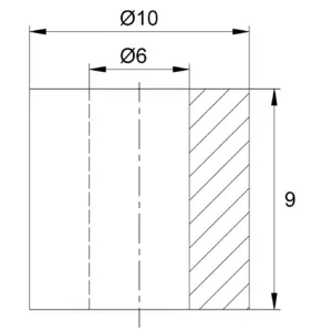 Шайба пласт./втулка с внешним d10мм/внутр. d6мм черная