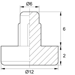 Подпятник пластик. с плоской шляпкой D12 мм, под отв. 6 мм, черный