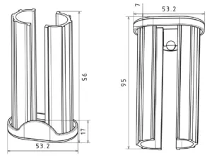Переходник пластик. для овальных труб 20х40 в 30х50 стенкой 1,5-2мм, фиксатор, гусеница P-4212С
