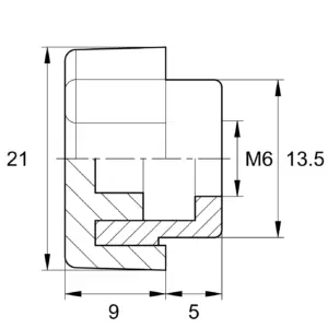 Барашек 21мм,М6 (комплект),черный