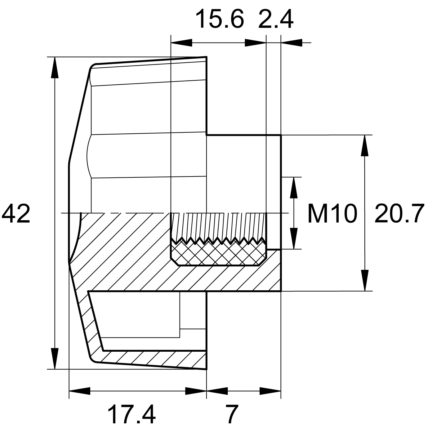Барашек 42мм,М10,черный