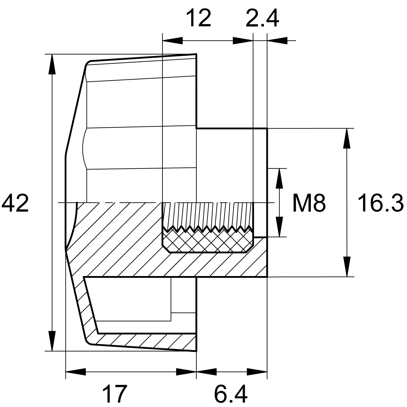 Барашек 42мм,М8, белый