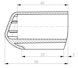 Опора наконечник пластиковый эстетичный для труб овального сечения 20х40 мм, черный