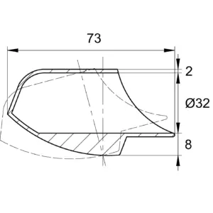 Опора наконечник круглая D32, наруж. угловая, красный RAL3028