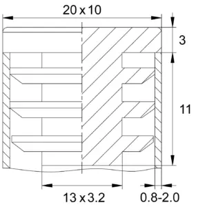 Заглушка пластиковая прямоугольная 10х20 мм, внутренняя, белая,
