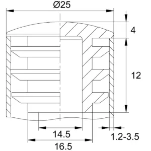 Заглушка для труб Ø25 мм, внутрення, белая