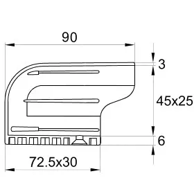 Опора наконечник эстетичный для труб овального сечения,вертикальный,25х45мм,белый