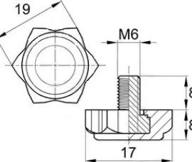 Опора резьбовая ОР 19- 6х8, черная