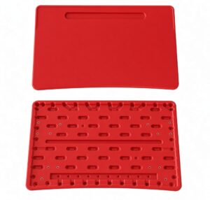 Столешница парты одноместная, эргоном, пенал, глуб. 500 шир. 700, красный RAL3028