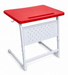 Столешница парты одноместная, эргоном, пенал, глуб. 500 шир. 700, красный RAL3028