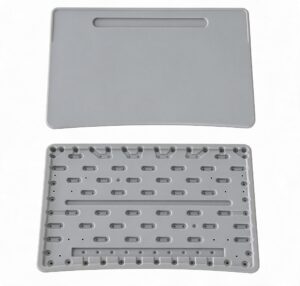 Столешница парты одноместная, эргоном, пенал, глуб. 500 шир. 700, серый RAL7040