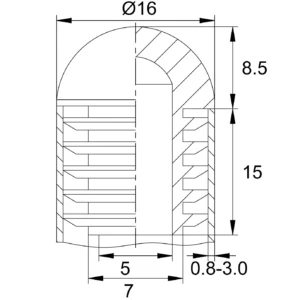 Заглушка круглая Ø16 мм сферическая с рад. ребрами, серия ILTT 16СФБН-16СБН, белая