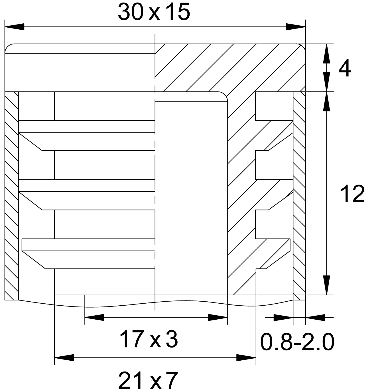 Заглушка для труб овального сечения 15х30, бежевая