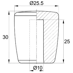 Пластиковая заглушка 30х25,5 мм для труб или прутков Ø10 мм, наружная, черная
