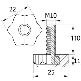 Опора резьбовая ОР 22- 10х110, черная