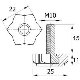 Опора резьбовая ОР 22- 10х15, черная