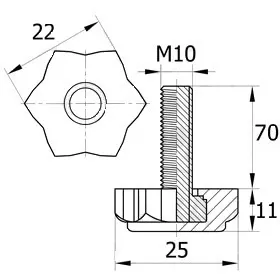Опора резьбовая ОР 22-10х70, черная
