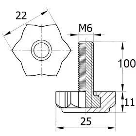 Опора резьбовая ОР 22-6х100, черная