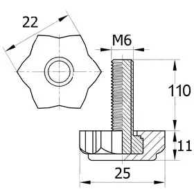 Опора резьбовая ОР 22-6х110, черная