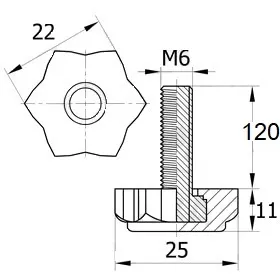 Опора резьбовая ОР 22-6х120, черная