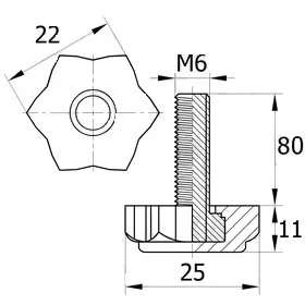 Опора резьбовая ОР 22-6х80, черная