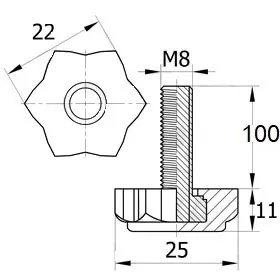 Опора резьбовая ОР 22-8х100, черная