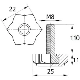 Опора резьбовая ОР 22-8х110, черная