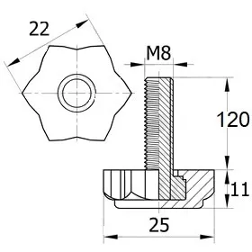 Опора резьбовая ОР 22-8х120, черная