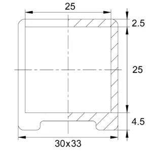 Опора наконечник пластиковый для труб квадратного сечения 25*25, наружная, черная