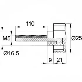 Фиксатор d25мм,М5х110,черный