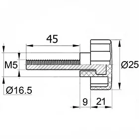 Фиксатор d25мм,М5х45,черный
