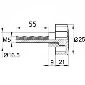 Фиксатор d25мм,М5х55,черный