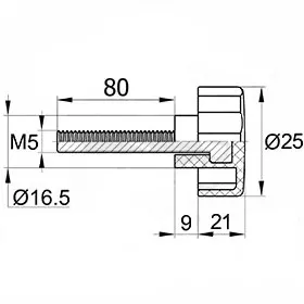Фиксатор d25мм,М5х80,черный