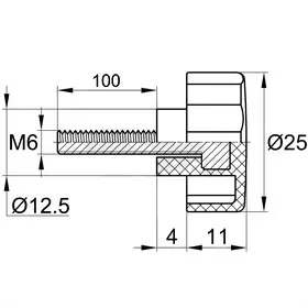Фиксатор d25мм,М6х100,черный