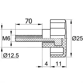 Фиксатор d25мм, М6х70, черный