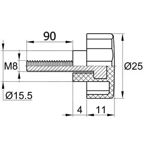 Фиксатор d25мм, М8х90, черный