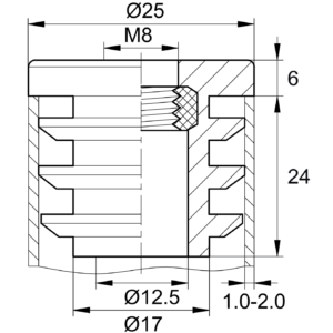 Заглушка с резьбой d 25мм, ЗР 25М8 белая