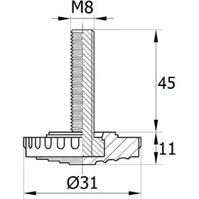 Опора резьбовая ОР31-8х45, черная