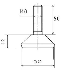Опора резьбовая ОР40-8х50 декоративная, черная