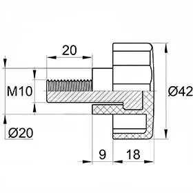 Фиксатор d42мм, М10х20, черный