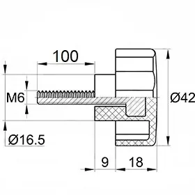 Фиксатор d42мм,М6х100, черный