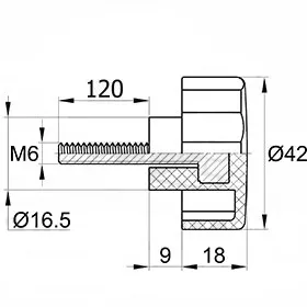 Фиксатор d42мм,М6х120, черный