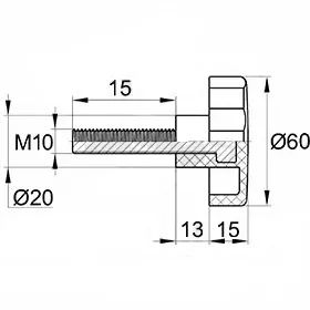 Фиксатор d60мм М10х15, черный