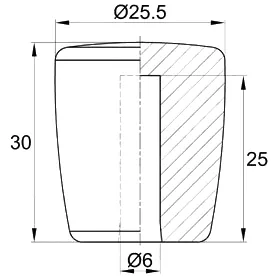 Пластиковая заглушка 30х25,5 мм для труб или прутков Ø6 мм