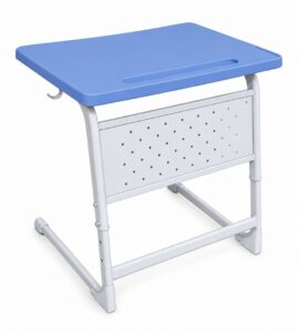 Столешница парты одноместная, эргоном, пенал, глуб. 500 шир. 700, васильковый