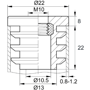 Заглушка с резьбой d 22мм, ЗР 22М10, черная