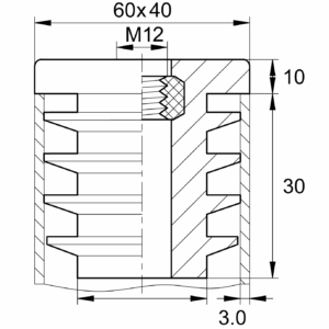 Заглушка с резьбой ЗР 60х40М12, черная