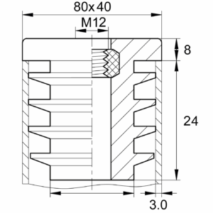 Заглушка с резьбой ЗР 80х40М12, черная